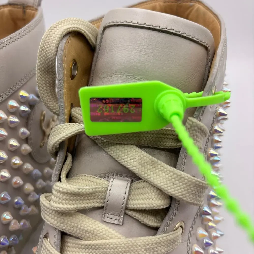 CHRISTIAN LOUBOUTIN Louis Hi Top Spike Sneaker White Iridescent Sz 43/US10 $1390